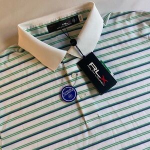 RLX Ralph Lauren Cotton Blend Pique Polo Men L SLIM Golf Performance Shirt